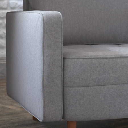Alamont Home - Compact Upholstered Tufted Chair with Wooden Legs - Slate Gray