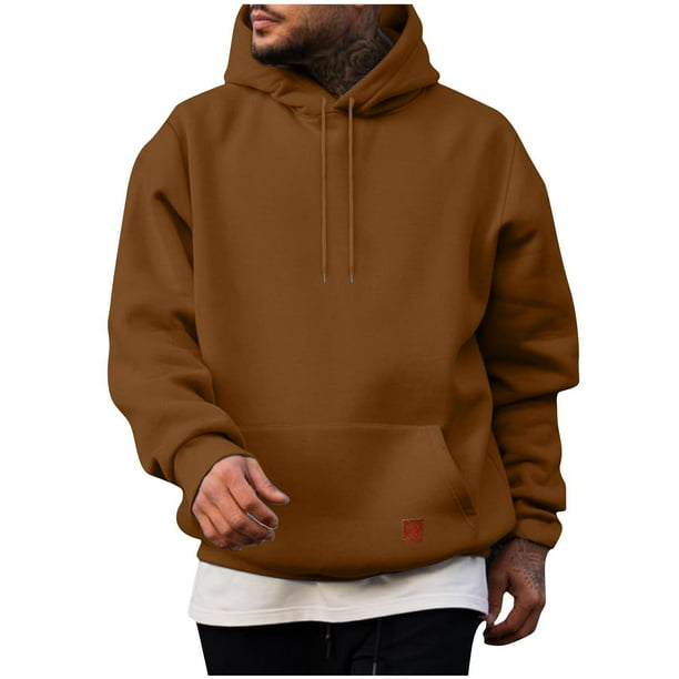 pstuiky camisas de manga larga para hombre, Sudadera con capucha de manga larga para hombre, estilo casual, con bolsillos, color liso salir tops xxxl
