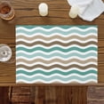 thumbnail image 3 of Abstract Cyan-brown Water Ripple Placemats Set of 6,Wipeable Washable Table Mats for Dining Tables, Gradient Striped Place Mats for Kitchen Event Party Tabletop Decor, 3 of 9