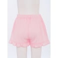 thumbnail image 4 of Haitryli Kids Girls Summer Casual Beach Shorts Solid Color Ruffled Hem Elastic Waist Lightweight Shorts Bottoms Pink 3-4, 4 of 7