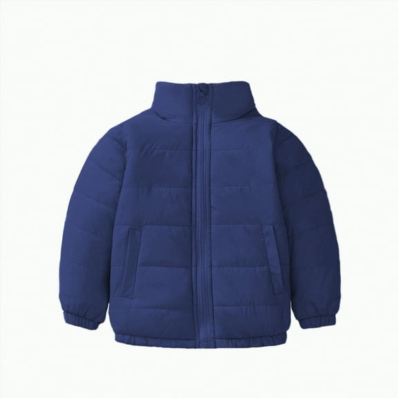 Ccpelsie Big/Little Girls and Toddlers' Zip Up Hooded Puffer Jacket Fashion Casual Outwear for Kids(Navy,12 Years )