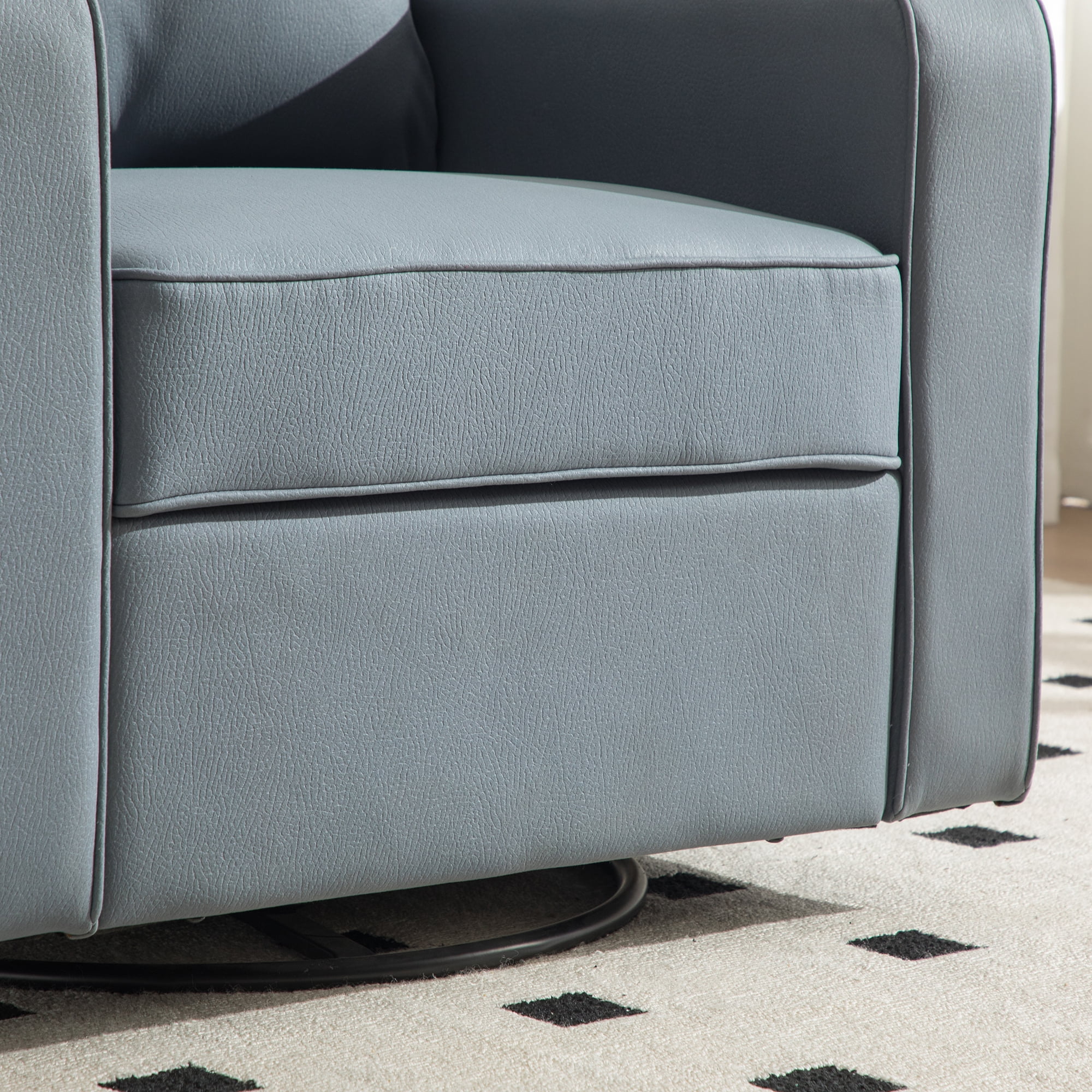Leumius Swivel Armchair with Hidden Storage,33.6''W Upholstered 360° Accent Chairs with Pillow,Square Club Chair Single Sofa for Living Room,Blue