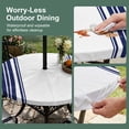 thumbnail image 3 of Round Outdoor Tablecloth with Umbrella Hole and Zipper, Navy Blue Striped Fitted Table Cover with Elastic Edge for 55-60 Inch, Farmhouse Simple Line Vertical Stripes Waterproof Patio Tablecoths, 3 of 9