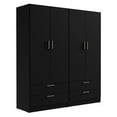 thumbnail image 3 of Madesa 4 Doors 4 Drawers Storage Cabinet Wardrobe with Shelves and Hanging Space 63"L Wooden Armoire Closet Organization Unit for Bedroom and Office - Black, 3 of 12