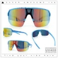 thumbnail image 2 of Mens Oversized Color Mirror Shield MTB Half Rim Sport Plastic Sunglasses Blue - Orange Mirror, 2 of 8