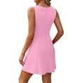 thumbnail image 4 of Women's 2025 New Summer A-Line Sleeveless Boat Neck Mini Dress Club Party Little Short Dresses, 4 of 9