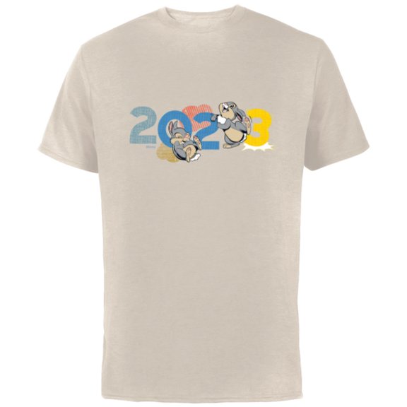 Disney Bambi Thumper 2023 Year of the Rabbit - Short Sleeve Cotton T-Shirt for Adults - Customized-Natural