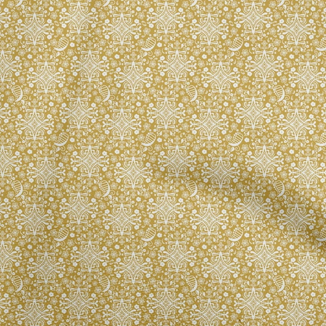 oneOone Rayon Yellow Fabric Asian Ornamental Craft Projects Decor Fabric Printed By The Yard 56 Inch Wide
