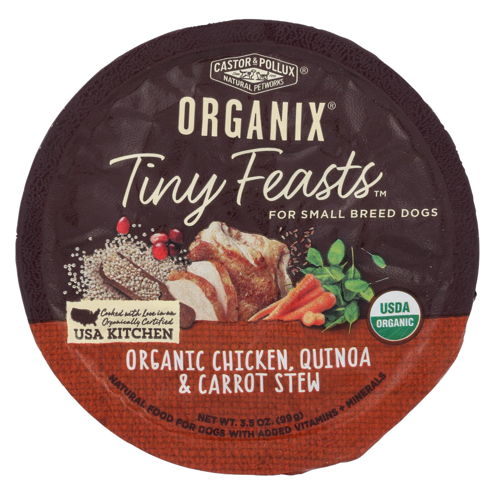 Castor & Pollux Wet Dog Food Organix Tiny Feasts Chicken Quinoa