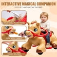 thumbnail image 7 of Xuanlur 12V Unicorn Ride on Toy for Toddlers, Interactive Battery Powered Electric Car w/Glowing Horn & Magic Sounds, Carrot Toy, Comb, Plush Mane, Ride on Horse for Kids Ages 1.5-3 Years Old, Brown, 7 of 7