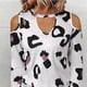 thumbnail image 3 of Tops huecos de manga larga,Tops con hombros descubiertos para mujer Blusa con estampado de hombros descubiertos Tops con hombros descubiertos Aspecto llamativo, 3 of 5