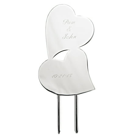 - Personalized Double Hearts Nickel Plated Glitter Galore Wedding Cake Topper