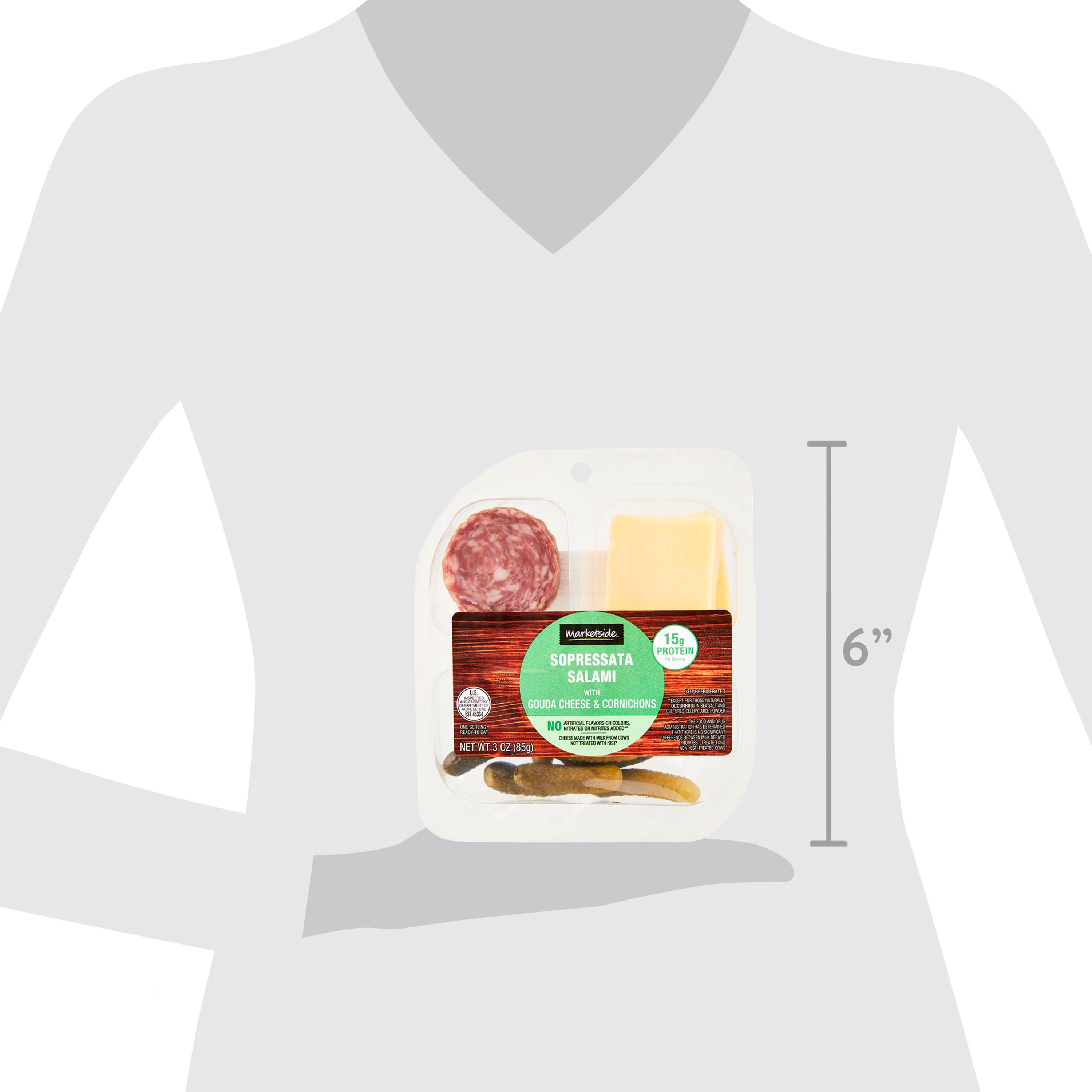 Marketside Snack Pack Sopressata Salami with Gouda Cheese & Cornichons, 3 oz, 1 Count