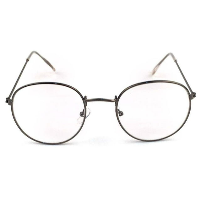 Metal Printing Round Large Frame Decorative eyewear Glasses Unisex Decorative Spectacles Lightweight Clear Lens Retro Eyewear