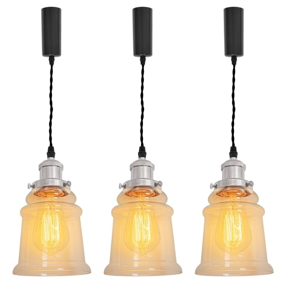 Kiven H Track Pendant Lightning,Adjustable Cord Length,Industrial H Track Lighting Pendant Lights with Iron Shade, 3 Lights
