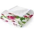 thumbnail image 5 of Pink Rose Floral Blanket Spring Flowers Green Leaves Room Decor Gifts for Women Mom Wife Sisters Kids Girls Birthday Mother''s Day Present Soft Plush Throw Blanket 50"x60", 5 of 6