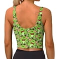 thumbnail image 4 of Picia Cute Green Frog Sports Bra for Women,Padded Strappy Sports Bras Medium Support Yoga Bra with Removable Cups,Running Yoga Bra-, 4 of 9