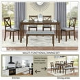 thumbnail image 4 of 6 Piece Dining Table Set, Wooden Rectangular Kitchen Table with 4 Dining Chairs with Cushions and 1 Bench with Cushion, Kitchen Dining Room Table Set for 6 (Walnut), 4 of 9