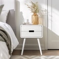 thumbnail image 2 of IVV White Nightstand, Small Wooden Side End Table with 2 Drawer & Solid Wood Legs for Living Room, Bedroom, 17.5"L x 15"W x 24.2"H, 2 of 9