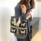 thumbnail image 1 of Bolso de hombro de punto de mariposa para mujer Bolso de lana de gran capacidad (negro), 1 of 7