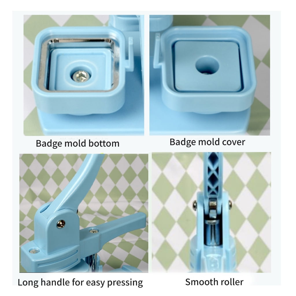 Pin Button Maker Machine 55MM Square Button Maker Badge Button Press with 100Pcs Covers Button Paper and Film for Badge