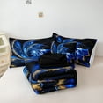 thumbnail image 5 of Black Marble Comforter Set Blue Bed in A Bag Black and Gold Swirl Psychedelic Bedding Set Boho Tie Dye Bed Set with Comforter and Sheet Set, 5 of 8