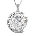 thumbnail image 1 of Juwaliy Collar de Luna Amor Corazón Madre Hija Plata Esterlina 925 Diamante Piedra de Nacimiento de Abril Dije Joyería Mujer Regalo de Navidad Cumpleaños Día de la Madre, 1 of 7