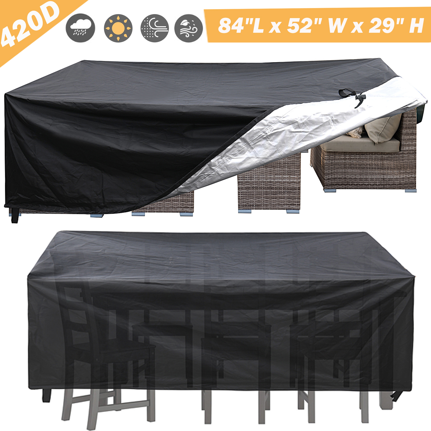 420D Patio Furniture Covers Set, Outdoor Waterproof Covers, Patio Table