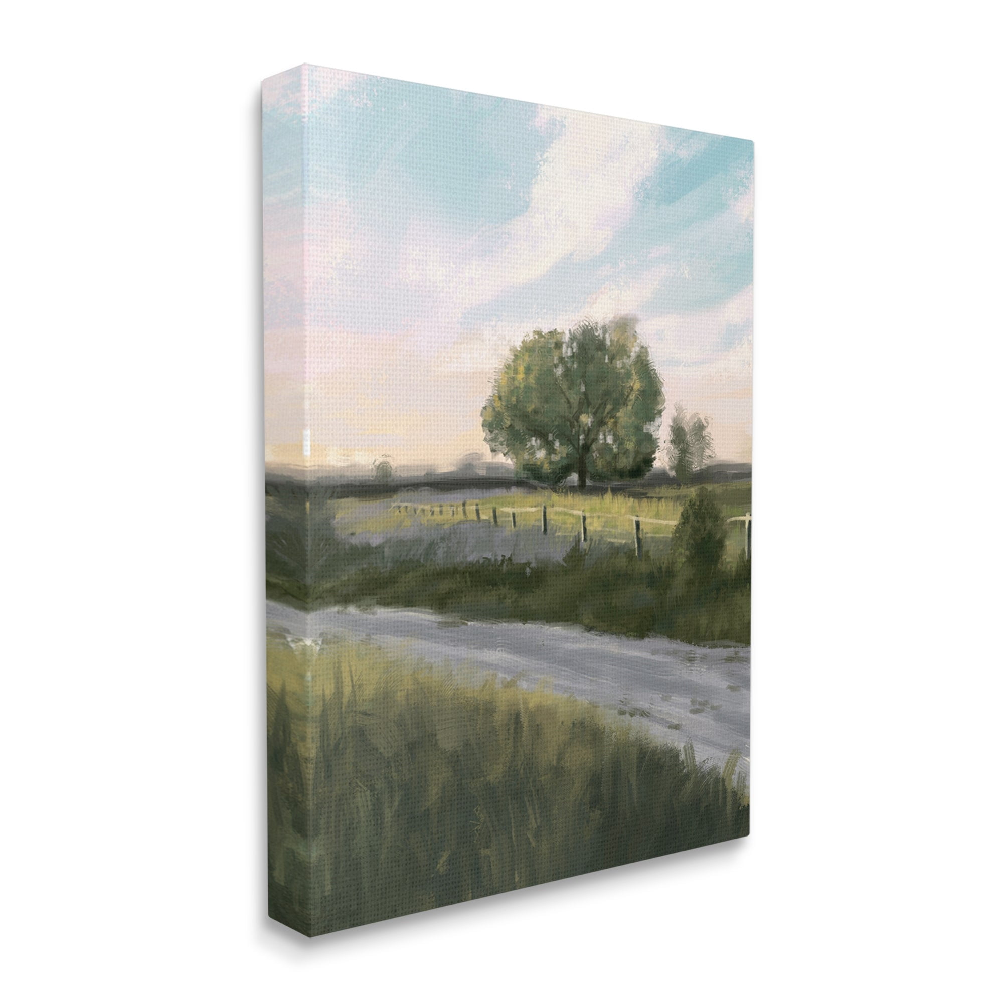 Stupell Industries Rural Grasslands Lone Country Tree Clear Sky Painting Gallery Wrapped Canvas Print Wall Art, Design by Ziwei Li