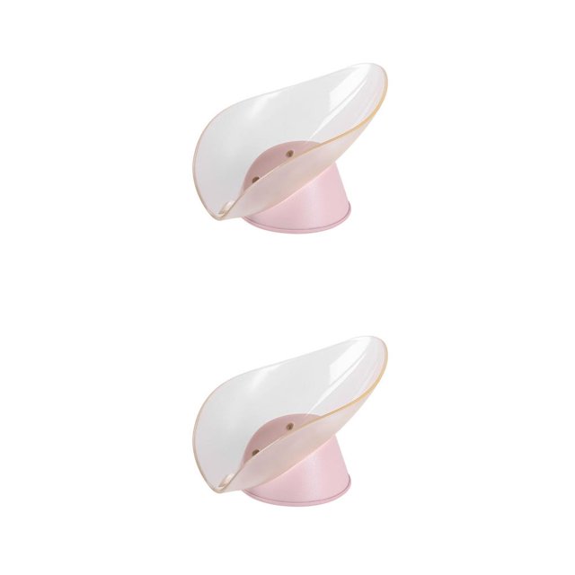 facefd 1/2/3/5 TureClos Storage Box Sucking Container Leaf-shaped Draining Organizer for Kitchen Bathroom light pink 2PCS