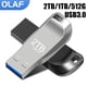 thumbnail image 2 of Olaf-Memoria Usb 3,0 de Metal de alta velocidad, Pendrive de 2TB/1TB/512GB, drivestype-c, resistente al agua, 2 of 4