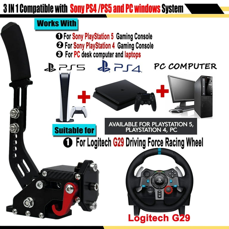 talent dommer indbildskhed PC USB Handbrake 64Bit Racing Games Handbrake For 3 IN 1 Compatible with  PS4/PS5 Console Controller and PC system; Work on For Logitech G29 Racing  Steering wheel,Black - Walmart.com