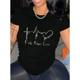 thumbnail image 1 of Summer Women's New Black Short Sleeve T-Shirt Loose Fit Plus Size Top, 1 of 5