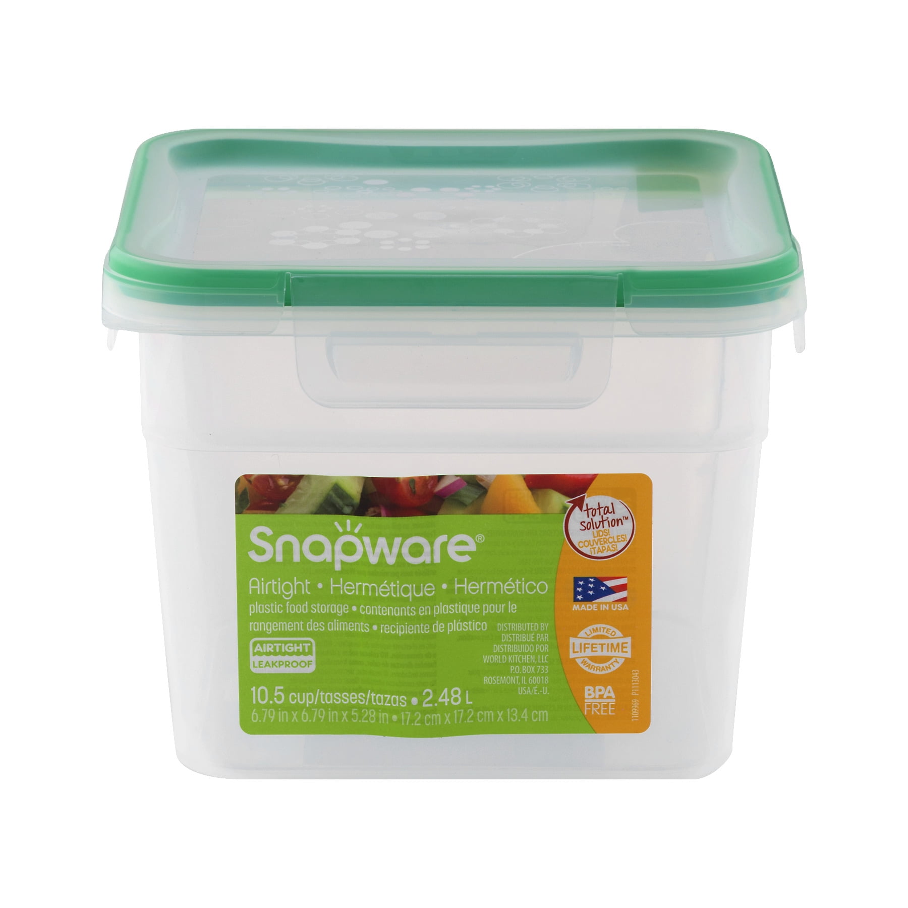 Snapware Total Solution 6Piece Plastic 10.3Cup Tall Square Containers