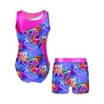 thumbnail image 2 of YiZYiF Kids Girls Gymnastics Yoga Dance Sports Set Fancy Prints Leotard and Shorts Dancewear Outfit Shading Blue 14, 2 of 3