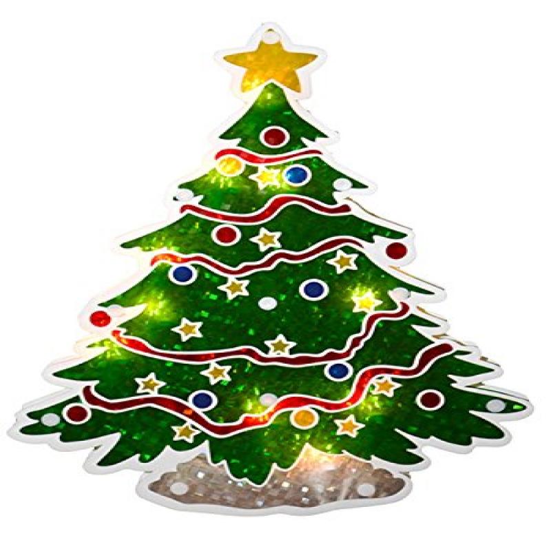 Sienna Lighted Holographic Christmas Tree Window Silhouette Decoration
