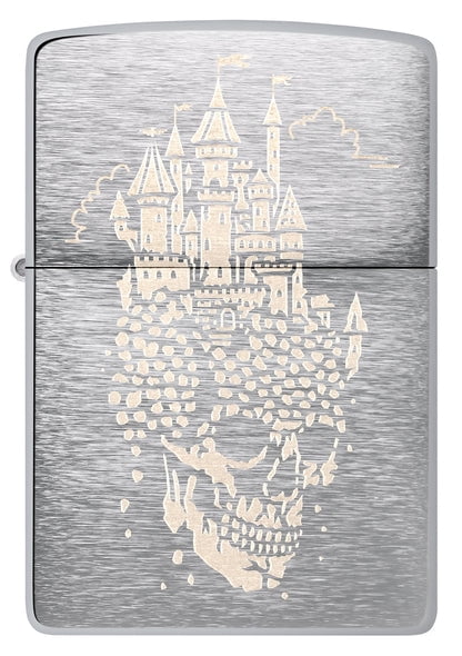 Zippo Lighter - Customized Engraved Message Windproof Skull Castle Design 46477