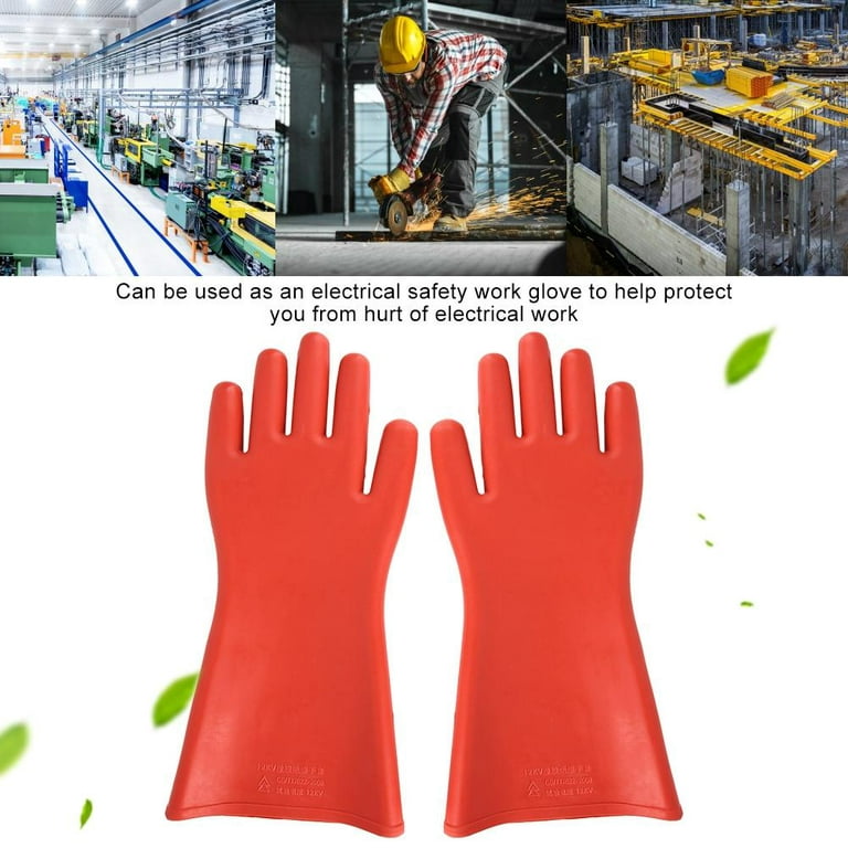 PenRux Electrical Insulated Gloves, 400V Voltage Resistance Electrician  High Voltage Gloves Flame Retardant Insulation Work Gloves with Rubber Non