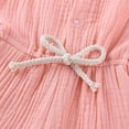 thumbnail image 5 of Newborn Baby Girls Drawstring Waist Buttons Jumpsuit Ruffled Sleeve Summer Short Romper with Pocket Pink,12-24 Months, 5 of 8