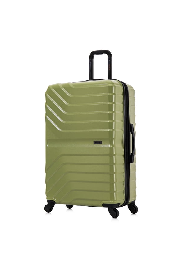 AURUM 28" Hardside Lightweight Checked Luggage with Spinner Wheels, Handle and Trolley, Green