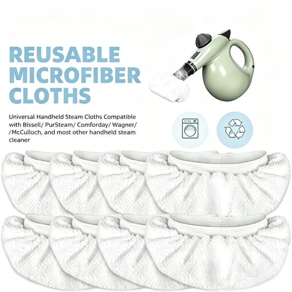 8 Pack Microfiber Steamer Cloths Covers Mop Pads for Bissell Steam shot Cleaner High Density Microfiber, Washable & Reusable Attachment Accessories