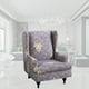 thumbnail image 5 of Fundas para sillones orejeros, fundas elásticas para sofá Fundas para sillones orejeros con estampado gris, 5 of 9