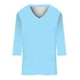 thumbnail image 3 of Fulijie Womens T-Shirts Plain Basic V Neck Tee Loose Fitting Casual Short Sleeve Tops, 3 of 4