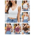 thumbnail image 3 of Mujeres Crop Tank Tops de punto con cuello en V acanalado chaleco corto Casual Tops CACAGOO Chaleco de mujer, 3 of 7