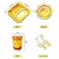 thumbnail image 3 of ACDANC 5Pcs/Set Bamboo Kids Dinnerware Set - Children Dishes - BPA Free Food Plate Bowl Cup Spoon Fork Set Dishware,Cartoon Tableware - Crocodile, 3 of 7