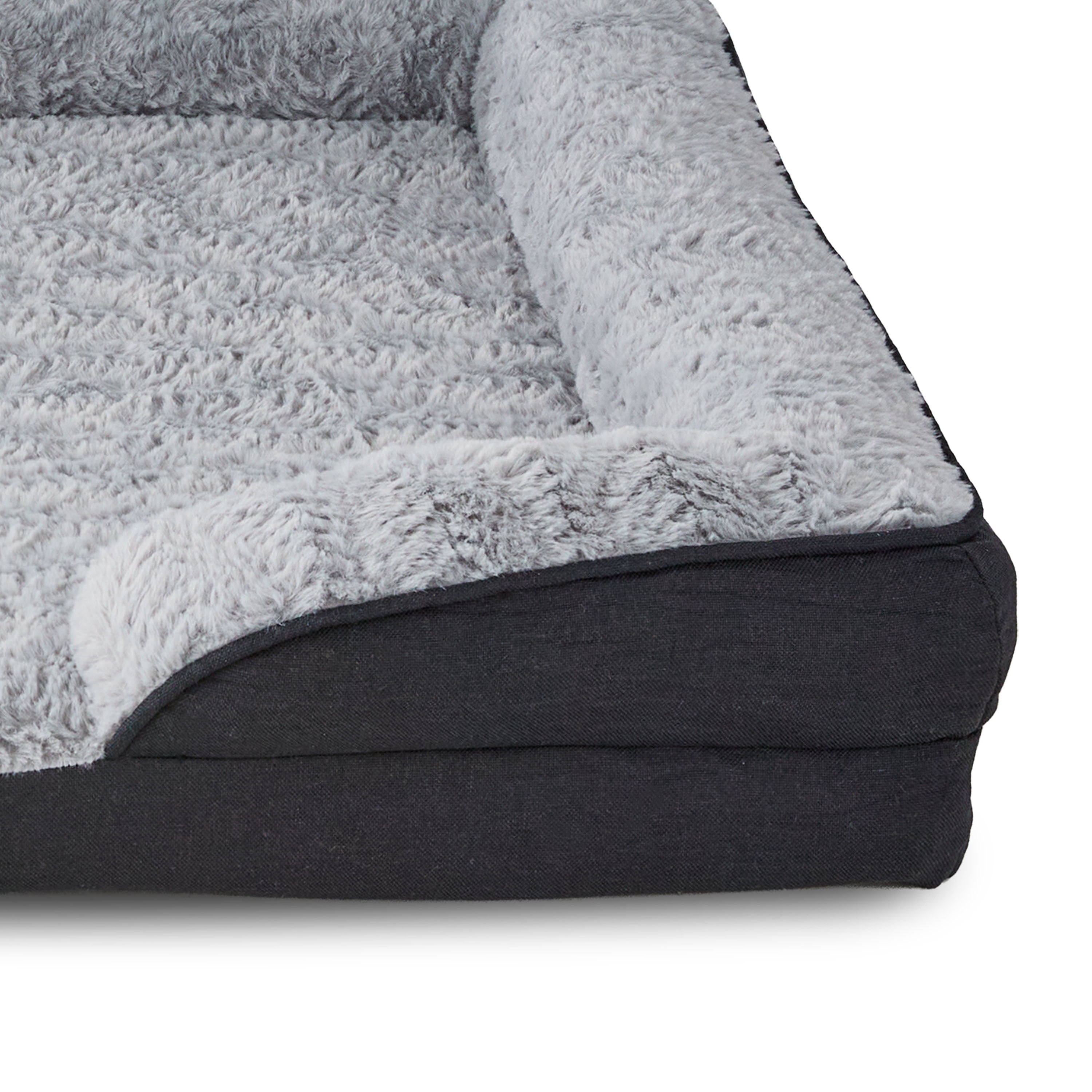 Vibrant Life Large Orthopedic Bolster Dog Bed, Black, 32" x 42"
