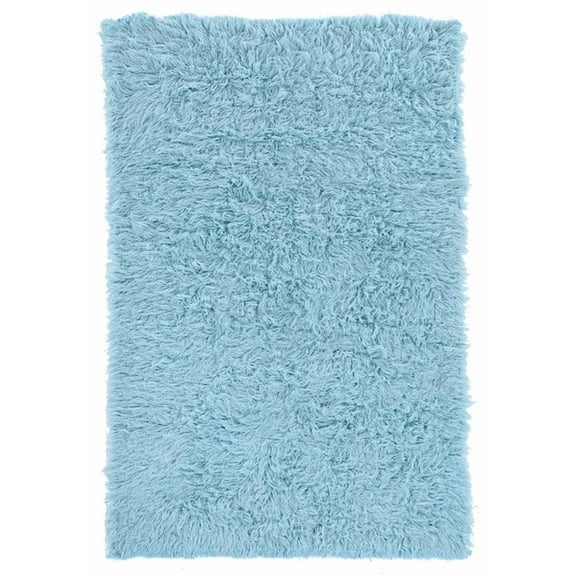 Linon New Flokati Hand Woven Wool 2'4"x4'3" Rug in Pastel Blue
