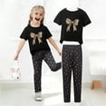 thumbnail image 2 of Toddler Girl Summer Clothes Outfit For 6-7 Years Girls Fashionable And Comfortable Set Short Sleeved Cartoon Print Top Pants Casual Two Piece Set D Children's Day Gift 2PCS Set, 2 of 5