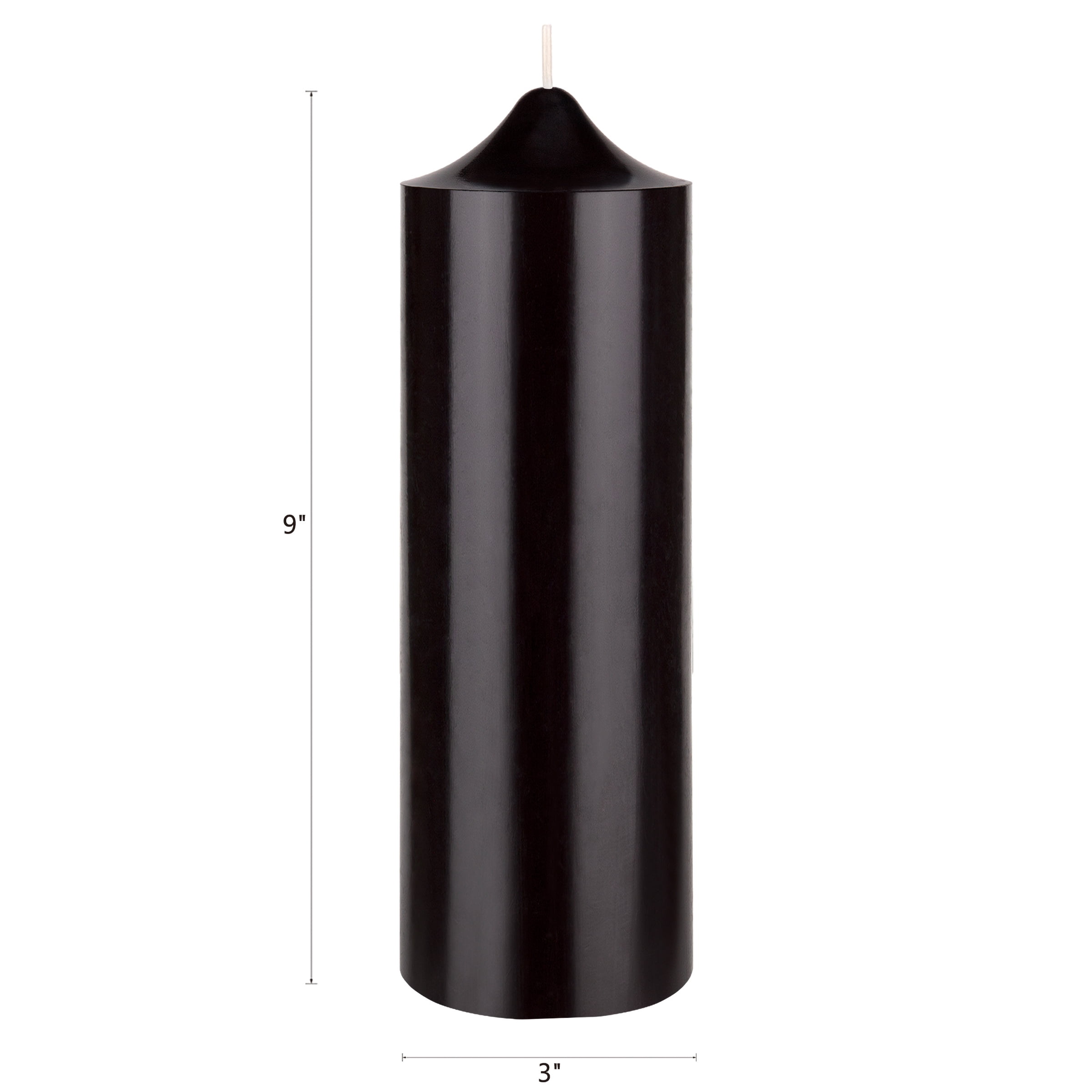 Mega Candles 6 pcs Unscented Black Dome Top Round Pillar Candle, Hand Poured Premium Wax Candles 3 Inch x 9 Inch, Home Décor, Wedding Receptions, Baby Showers, Birthdays, Celebrations, Party & More