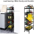 thumbnail image 6 of Slim 4-Tier Utility Cart, Narrow Rolling Storage Shelf for Kitchen and Bathroom, Mobile Organizer with Wheels, Black, 6 of 8